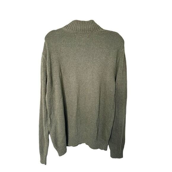 Eddie Bauer Sweater Mens Large 100% Cotton Tan Green 1/4 Zip Pullover Outdoor - Picture 3 of 7